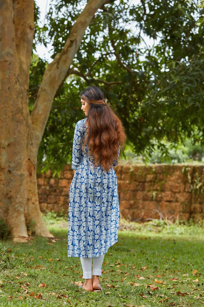 Cotton all over printed Kurta with Embroidery