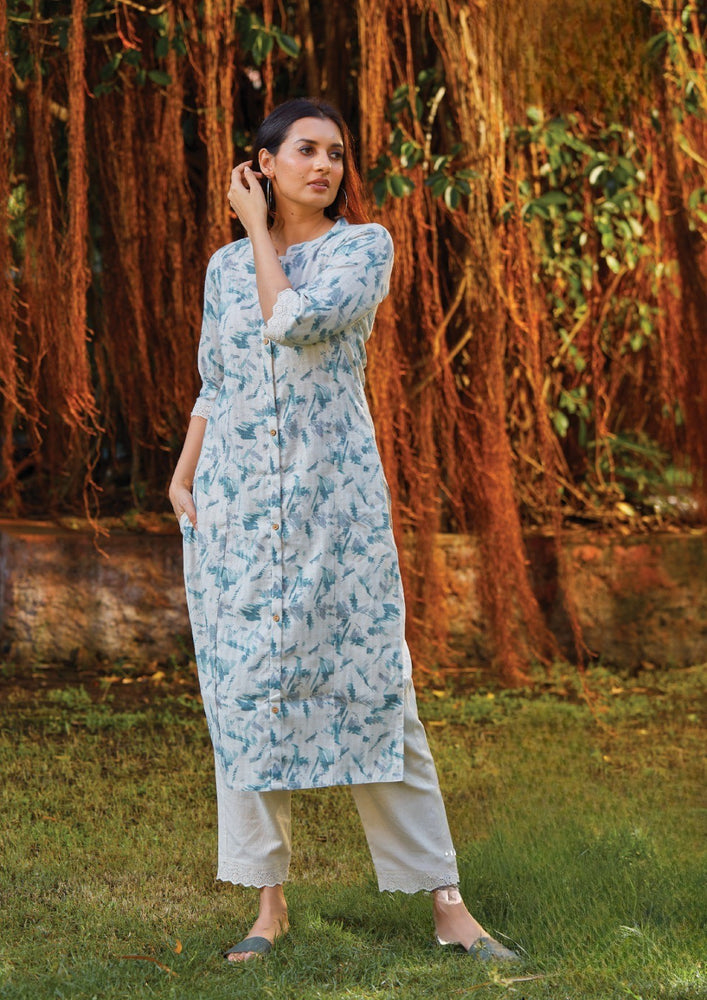 Azure Embrace Printed  Kurta