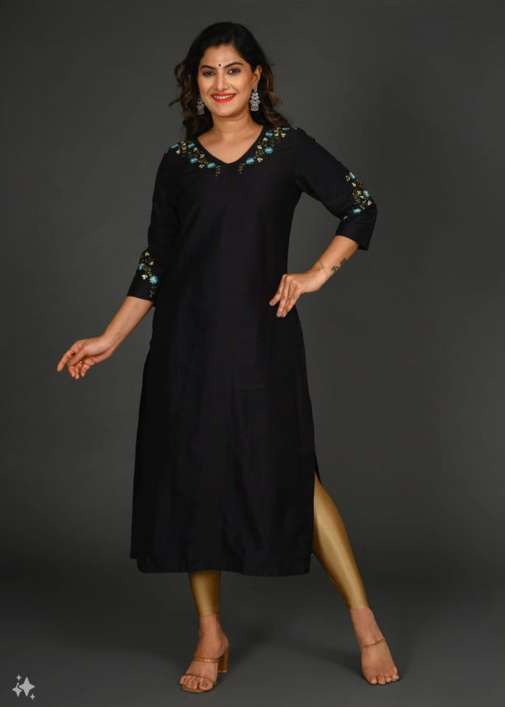 Midnight Elegant embroidered Kurta