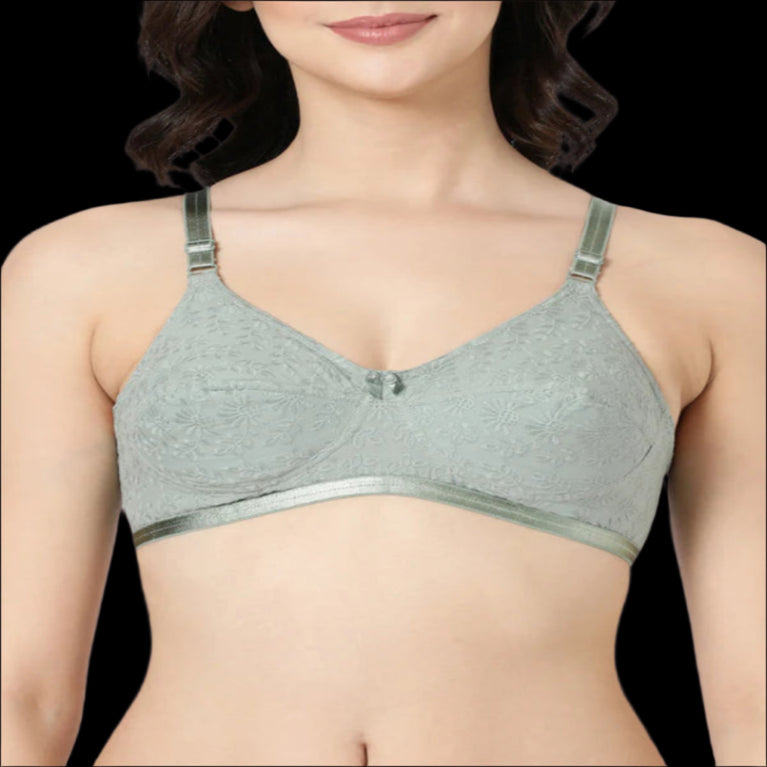Double Layered Hakoba Material Bra