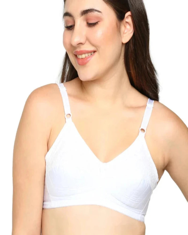 BLOSSOM Women's Premium 100% Cotton Embroidery Stylish Stitch Lines with Half Padded Lower Cups_Hako Lift Bra