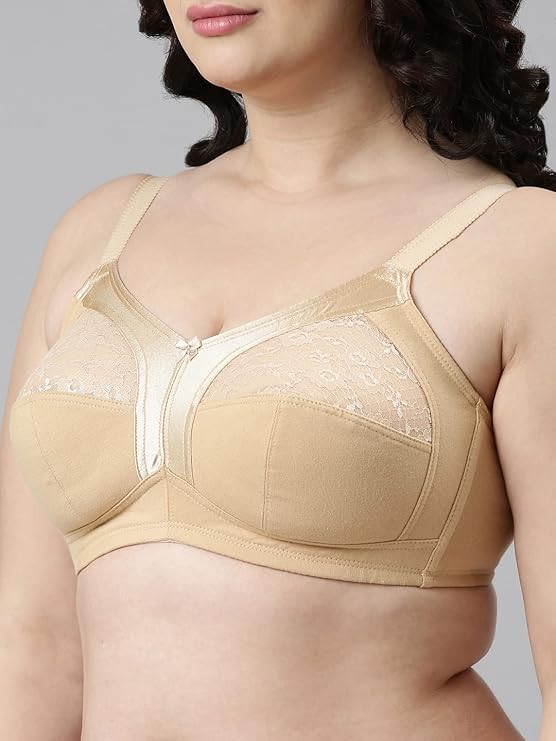 Enamor Fab-Cool A014 Super Contouring M-frame Full Support Cotton Bra for Women- Full Coverage, Non Padded and Wirefree - Skin