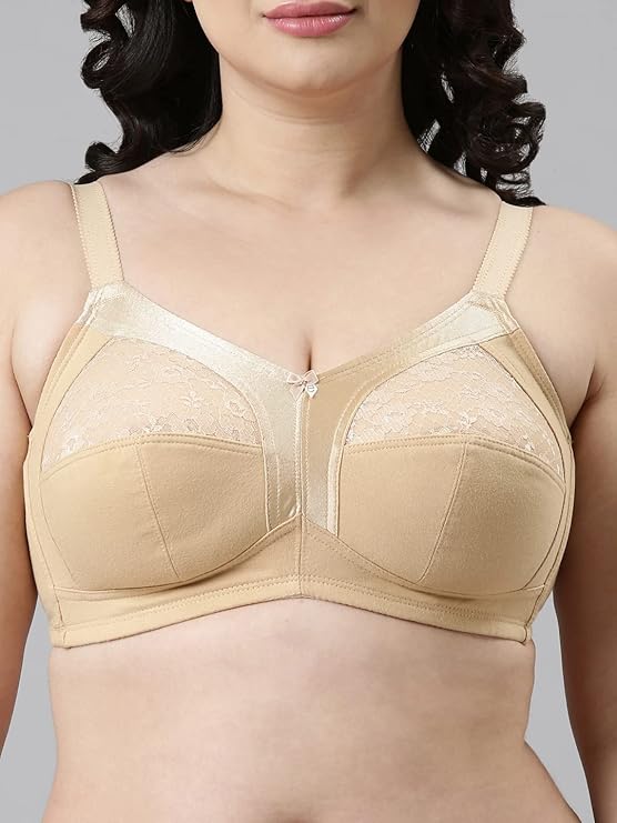 Enamor Fab-Cool A014 Super Contouring M-frame Full Support Cotton Bra for Women- Full Coverage, Non Padded and Wirefree - Skin