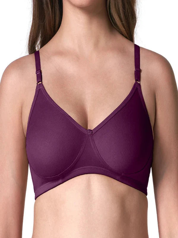 Women's Everyday T-Shirt Bra with Molded Cups,Non Padded and Non Wired,Cotton-Polyester Fabric -Perfect for Uniforms and Casual Wears_Lara