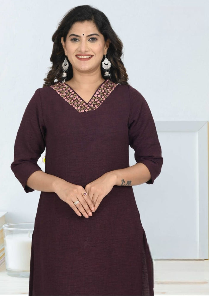 Scarlet Serenity  Embroidered Kurta