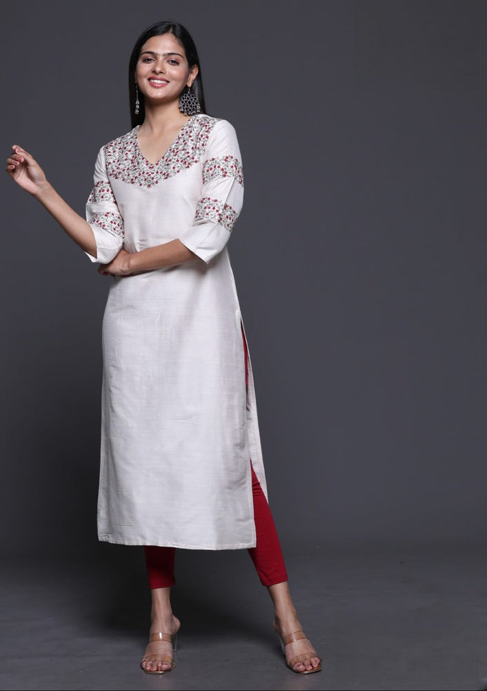 Pure Ivory Grace Embroidery Kurta