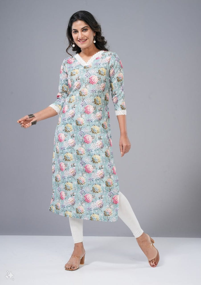 Cerulean Lace Printed Kurta