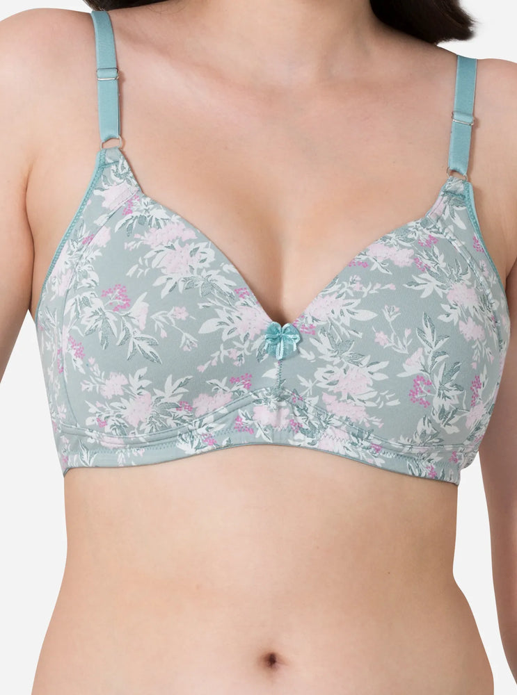 Padded Side Support Printed  bra